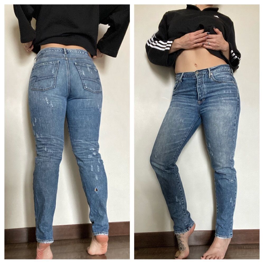 American Eagle Jeans High Rise Girlfriend 8 Regular Button Fly